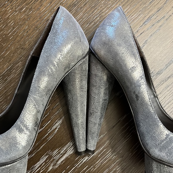 Elizabeth and James Mason pewter silver platform heels - Picture 8 of 17